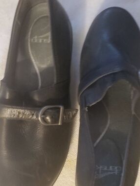 Dansko Black Leather Mary Jane Flats